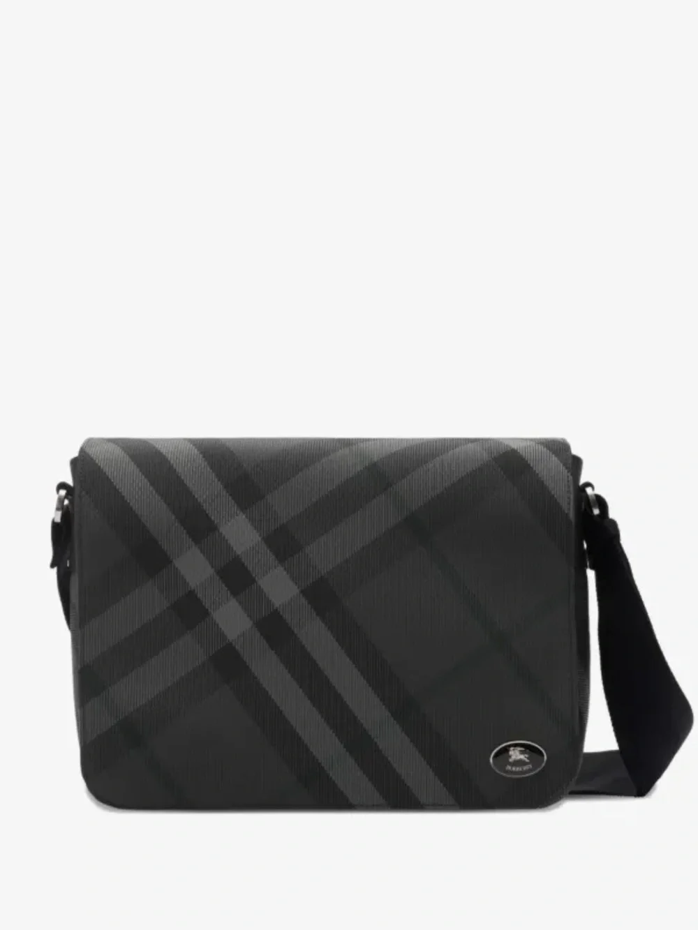 Black Men's Plaid Crossbody Messenger Bag